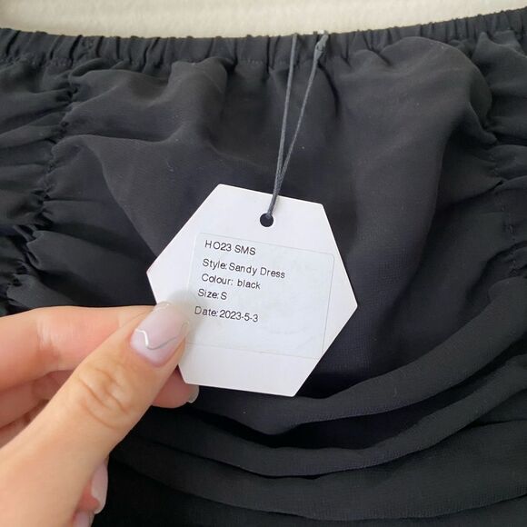 NWT Revolve Ow Collection Sandy Maxi Black Dress Chiffon Size S - Picture 13 of 14